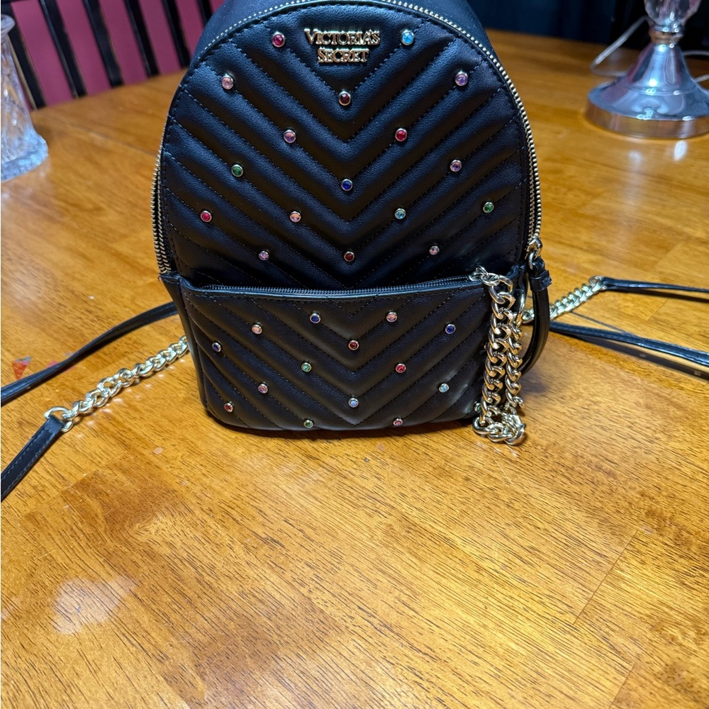 Victoria's Secret Black Quilted Backpack